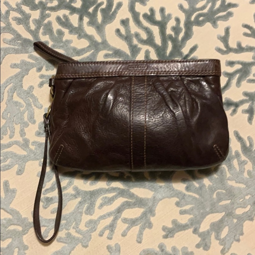 Coach soft leather brown wristlet